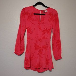 H&M Hot Pink Floral Long Sleeve‎ Romper